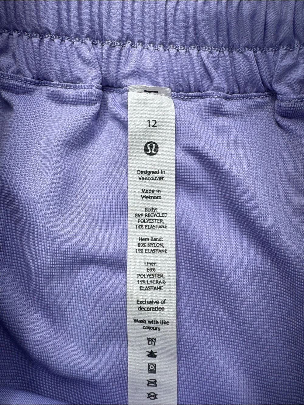 Lululemon Hottie Hot High Rise Athletic Shorts Lilac Smoke Size 12 NWT